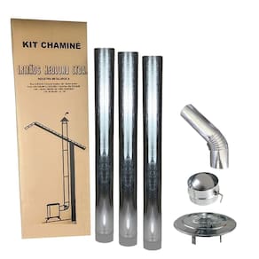 Kit Chaminé Para Fogão A Lenha 3 Canos 1m + Curva 45º + Chapéu + Anel Borboleta Galvanizado 110mm Nº1 - Hedlund