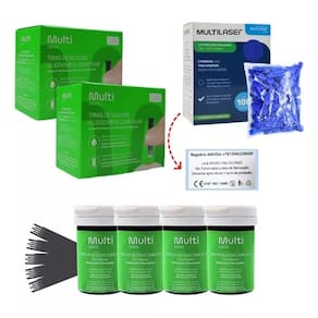 Kit 100 Tiras Reagentes HC489 + 100 Microlancetas Multilaser