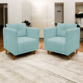 Kit 2 Poltronas Decorativa Luxo Para Sala Escritório Consultório Recepção Aviv Linho Premium