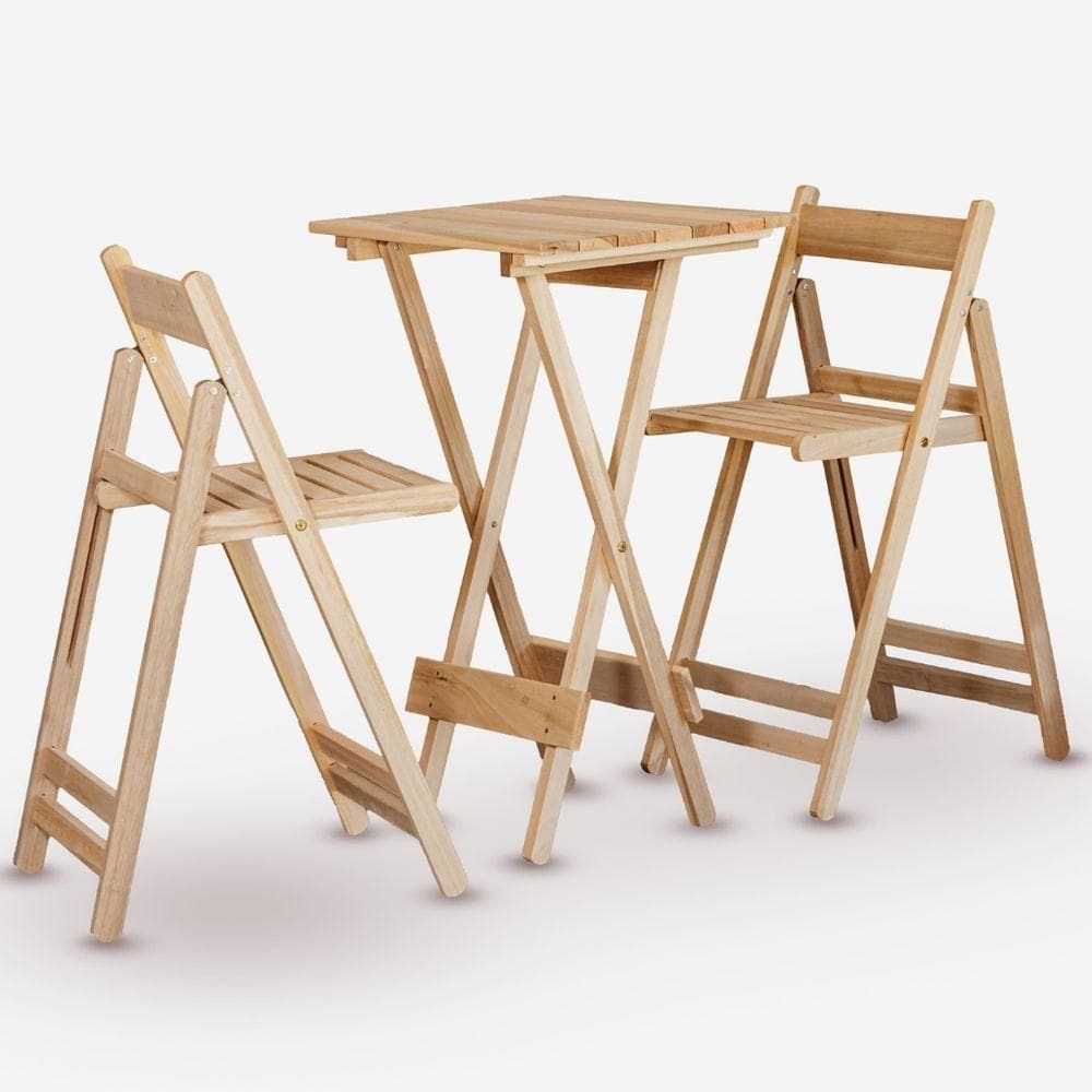 Conjunto De Mesa Bistrô E 02 Cadeiras Em Eucalipto Sem Pintura