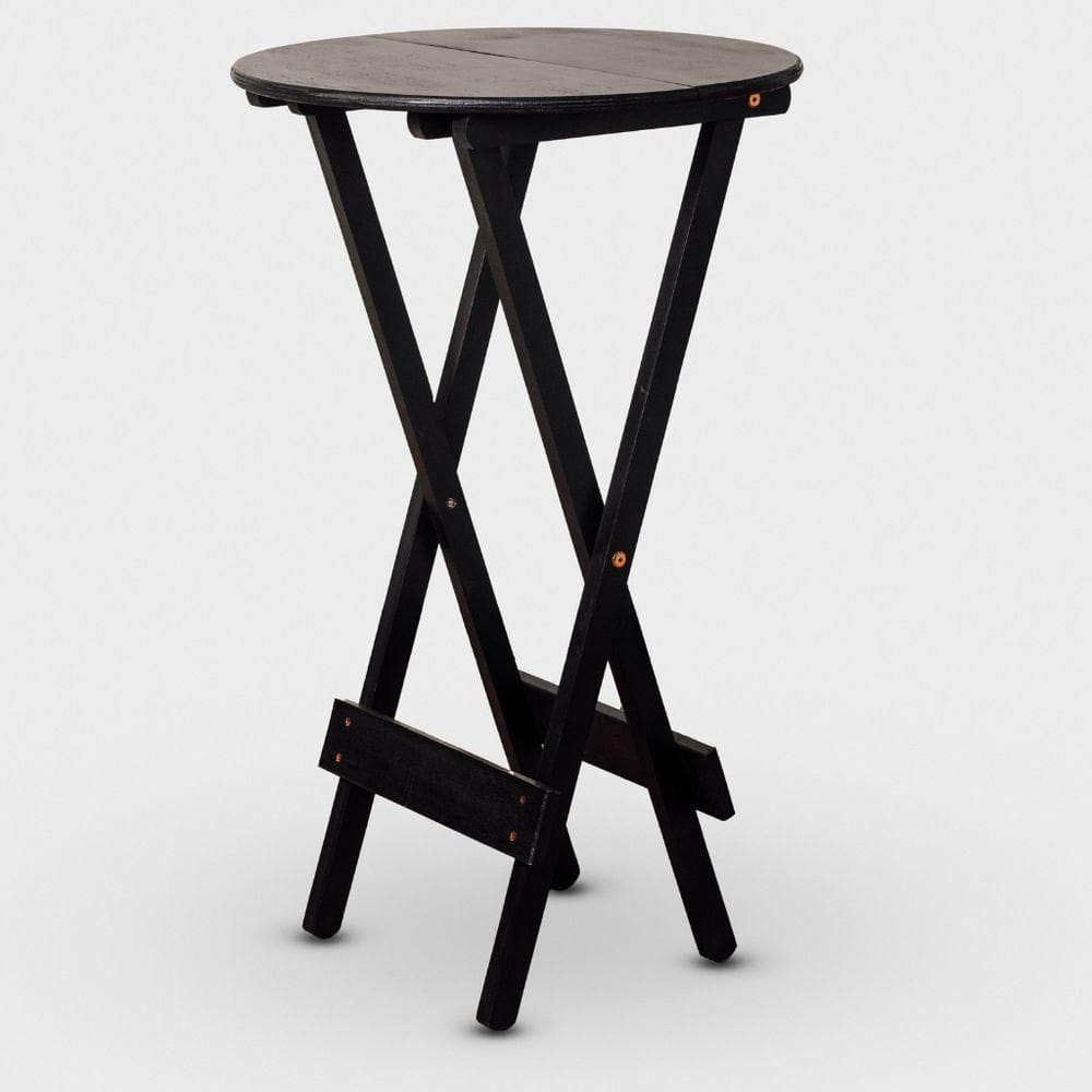 Mesa Bistrô Dobrável Redonda Cor Preta