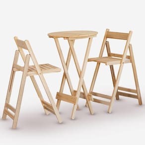 Conjunto De Mesa Bistrô Redondo E 02 Cadeiras Em Eucalipto Sem Pintura