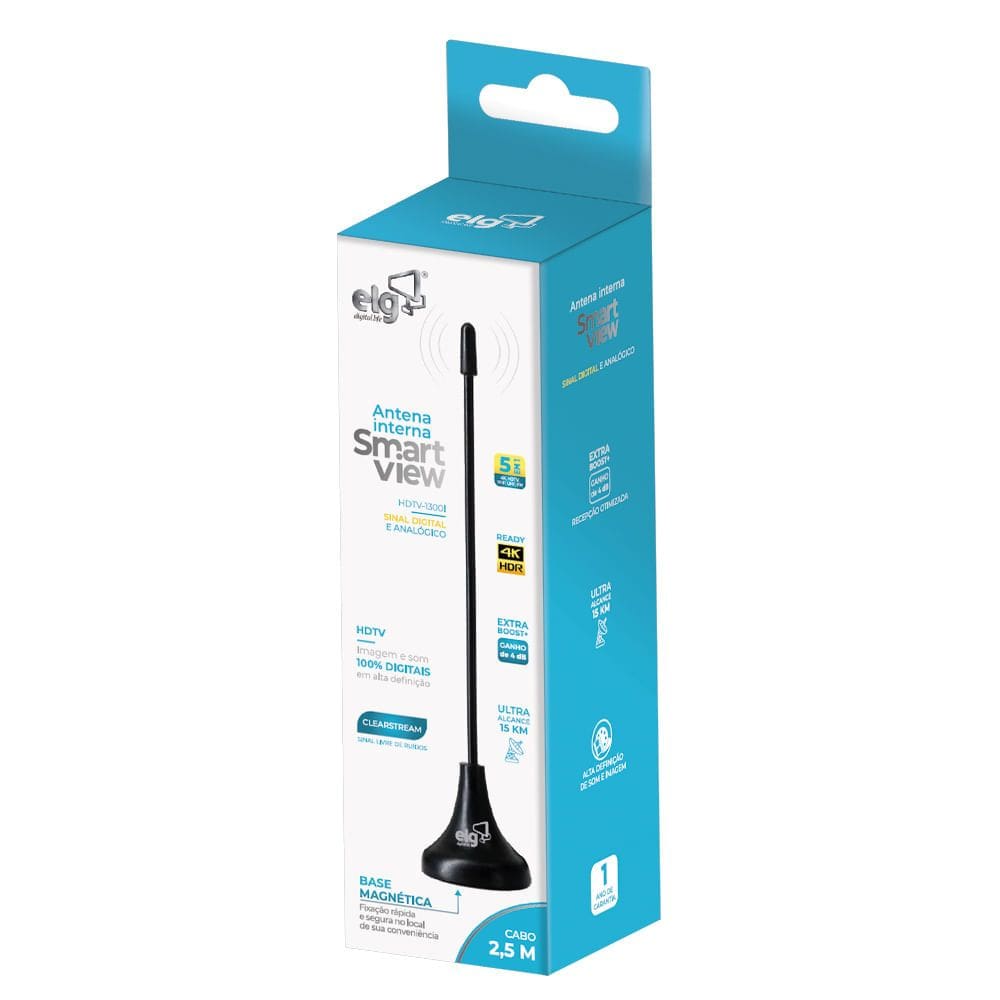 Antena Interna Smart View ELG HD e 4K 2,5 Metros