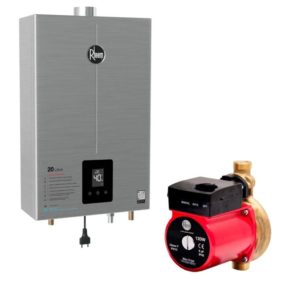 Kit Aquecedor 20L Inox GLP Bivolt + Bomba 120W 127V Rheem