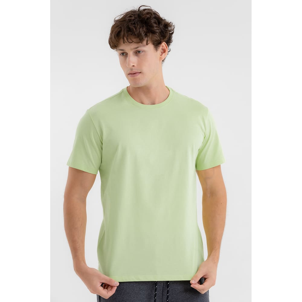 Camiseta Masculina Manga Curta Básica Premium Lisa Verde Cha Mate