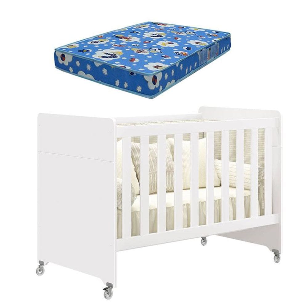 Berço Americano Evolution 4 em 1 Branco com Colchão Ortobom- Reller