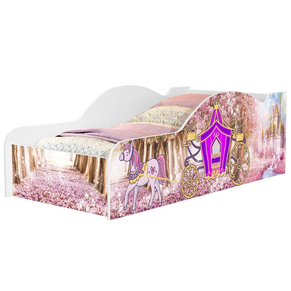 Mini Cama Infantil 148x68cm Personagens Carruagem Rosa Z53 - Mpozenato