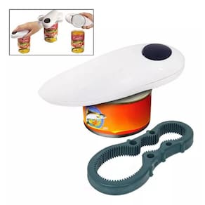 Abridor De Latas Eletrico Automatico One Touch 2 Em 1 Com Abridor De Potes E Garrafas Completo Pratico Facil De Usar