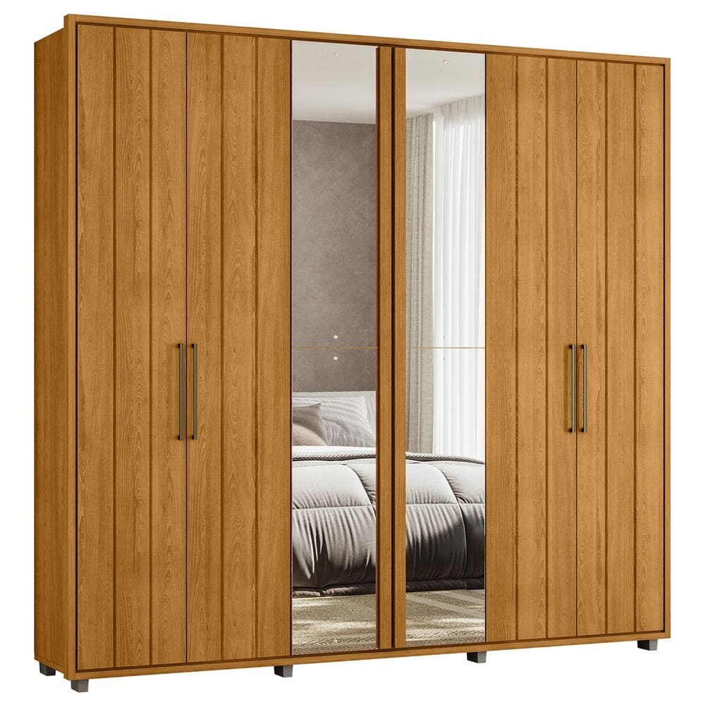 Guarda Roupa Casal 250cm Com Espelho Vibe Cinamomo Z10 - Mpozenato