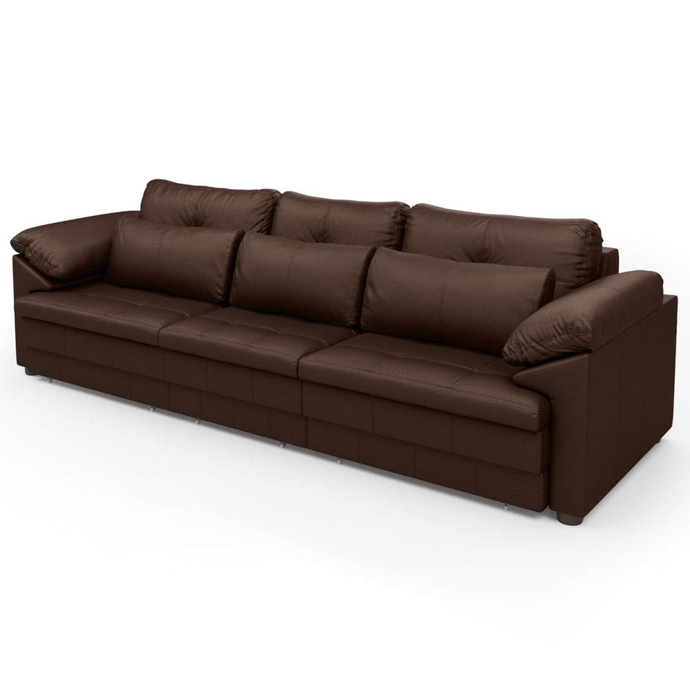 Sofá Retrátil 4 Lugares Para Sala 332cm Dijon Couro Caramelo S07 - Mpozenato