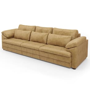 Sofá Retrátil 3 Lugares Para Sala 297cm Dijon Couro Bege S07 - Mpozenato