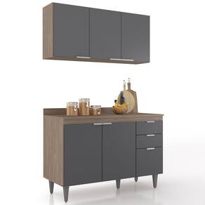 Armário de Cozinha Com Tampo CP01 120cm Pérola Freijó/Grafite Z34 - Mpozenato