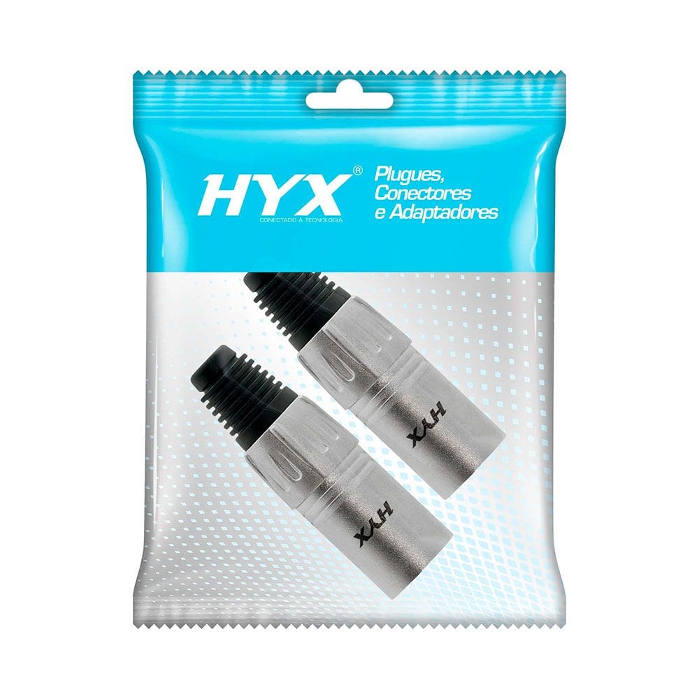 Par de Conectores XLR HX001M Macho 3 Pólos Prata - AC3084