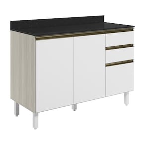 Balcao Com Tampo 2P 3G 120cm MDF Kali 16417 Bianco Toq Branco Uv Nicioli