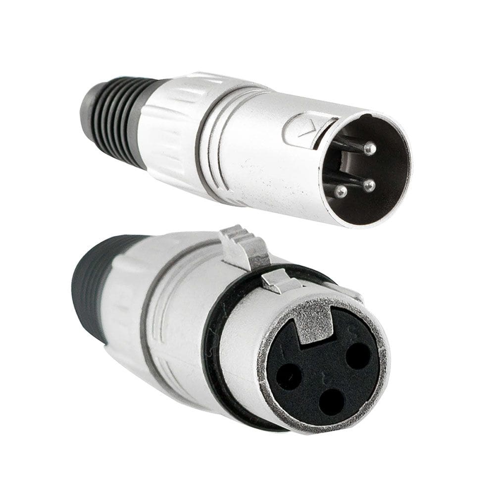 Par de Conectores XLR Macho e Fêmea 3 Pólos Prata - AC3101C