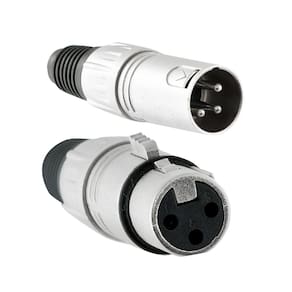 Par de Conectores XLR Macho e Fêmea 3 Pólos Prata - AC3101C