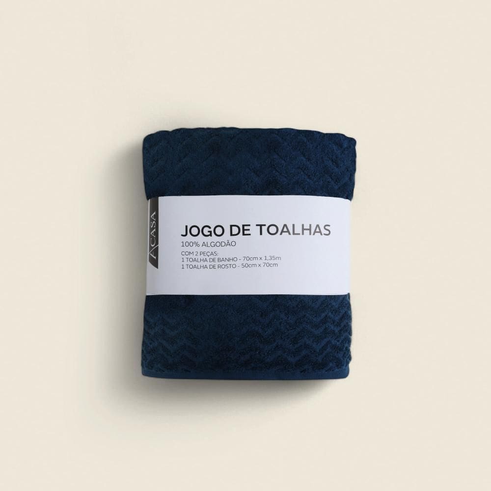 Jogo de Toalha Midelt Algodão c/2 Peças Azul - A\CASA