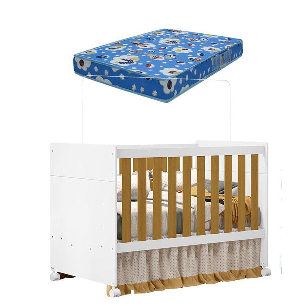 Berço Americano Katatau Branco Savana Com Colcão Ortobom- Reller