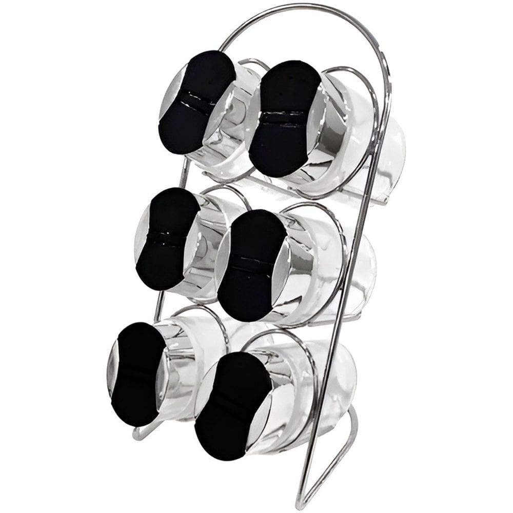 Porta Condimentos Temperos Vidro Conjunto 6pçs Com Suporte