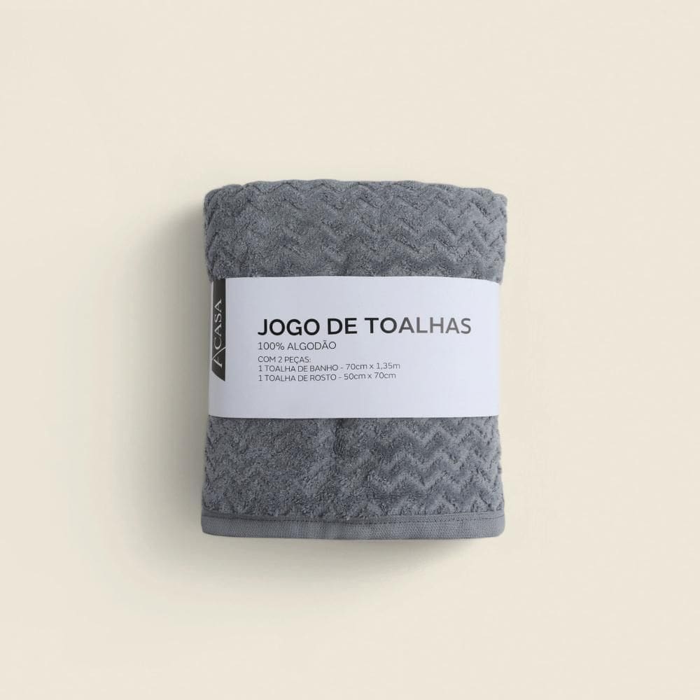Jogo de Toalha Midelt Algodão c/2 Peças Cinza - A\CASA