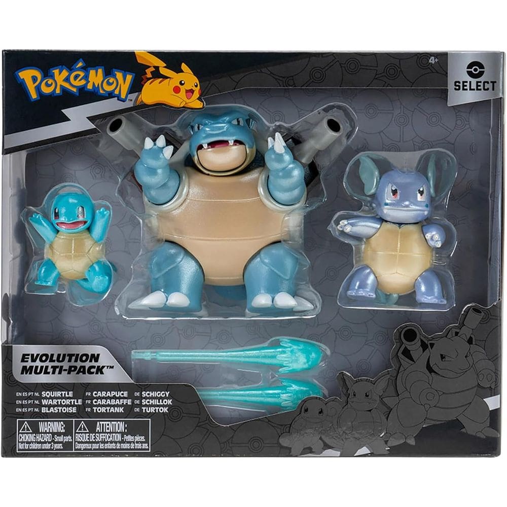 Pokémon 3 Figuras Squirtle, Wartortle E Blastoise - Jazwares