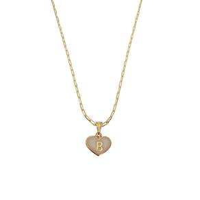 Colar Cartier 60Cm Coração Branco Letra B Banhado Ouro 18K
