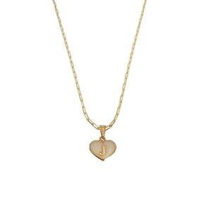 Colar Cartier 60Cm Coração Branco Letra J Banhado Ouro 18K