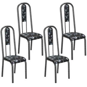 Conjunto de 4 cadeiras Teixeira Madri com encosto martelado preto