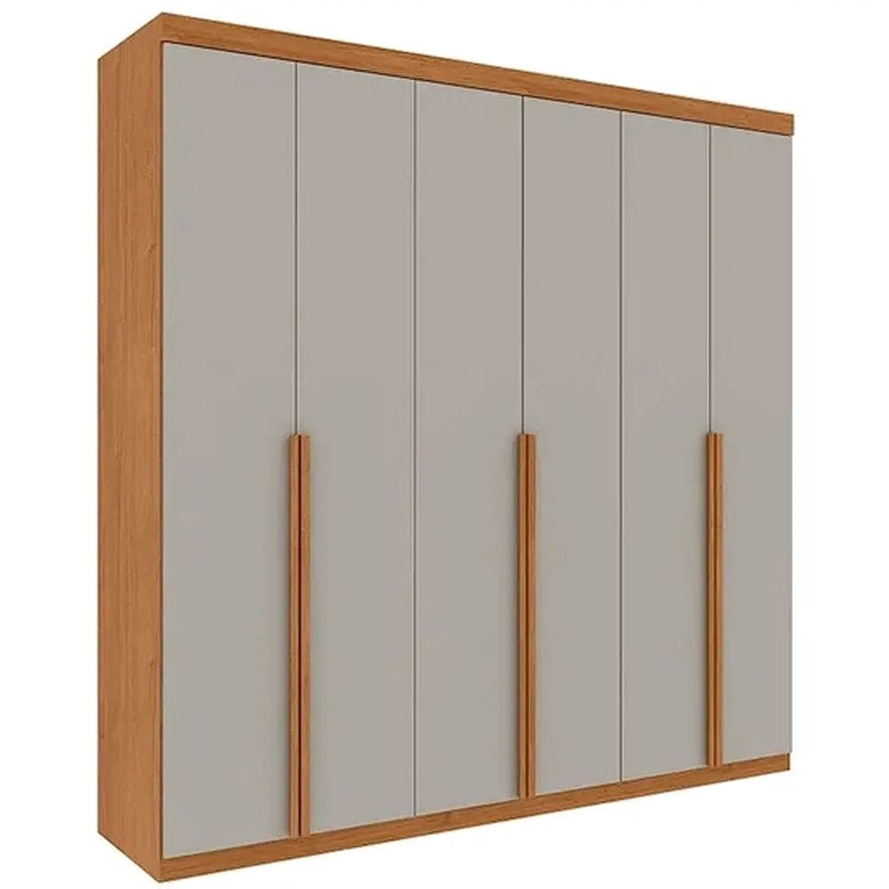 Guarda Roupa Joinville Casal 6 Portas 4 Gavetas Tcil Cor Cinamomo Off White
