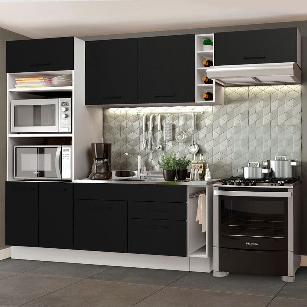 Cozinha Completa Madesa Agata Armário Balcão s/ Tampo Branco