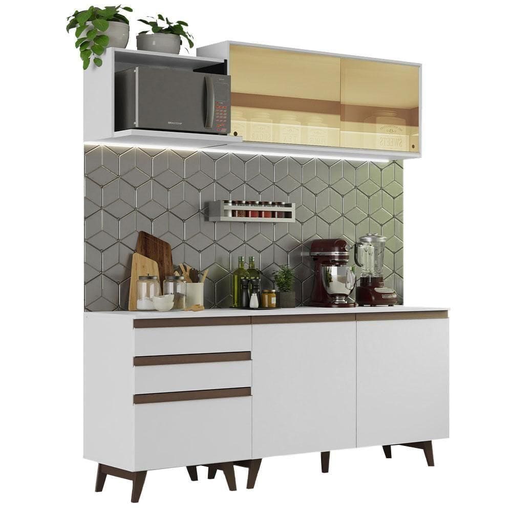 Cozinha Completa Madesa Reims com Armário e Balcão Branco