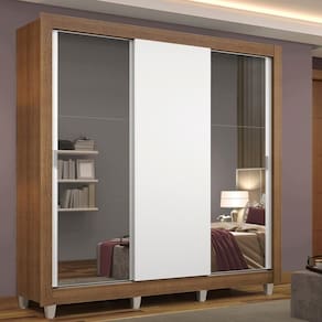 Guarda Roupa Casal Madesa Mônaco 3 Portas Rustic/branco