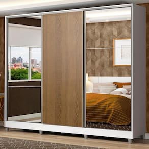 Guarda Roupa Casal Zurique 3 Portas Espelhos Branco/rustic