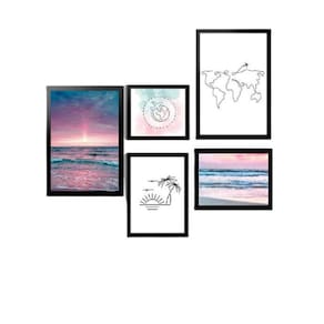 Kit 5 Quadros Decorativos Com Molduras Viagem Mar
