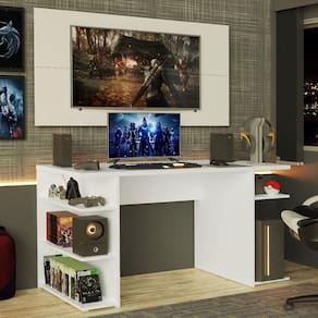 Mesa Para Gamer e Painel Para Até 50 - Branco