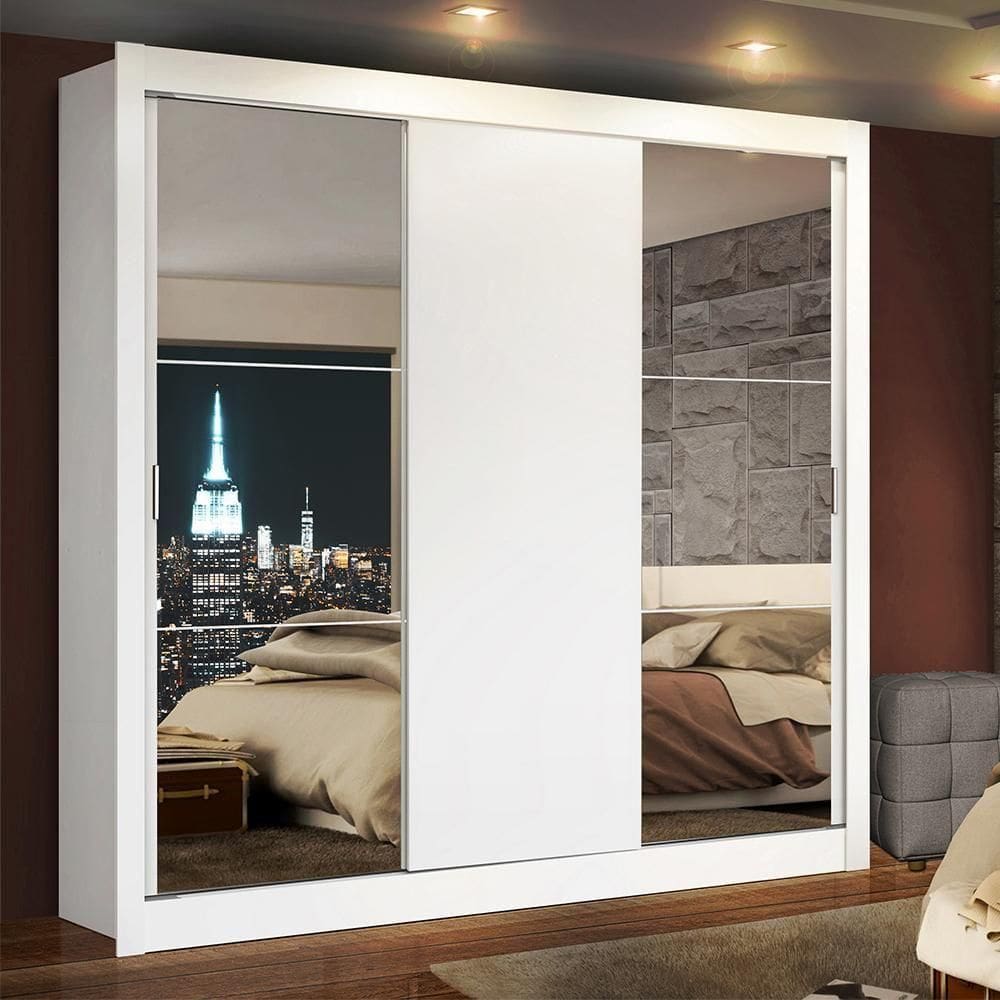 Guarda-roupa Casal Madesa 3 Portas de Correr Branco