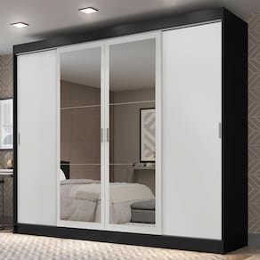 Guarda-roupa Casal Austin 4 Portas 3 Gavetas Preto
