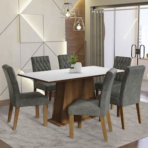 Kit Sala De Jantar Mesa 6 Cadeiras branco Madesa