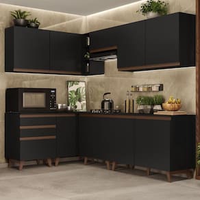 Cozinha Completa de Canto Reims Preto Madesa