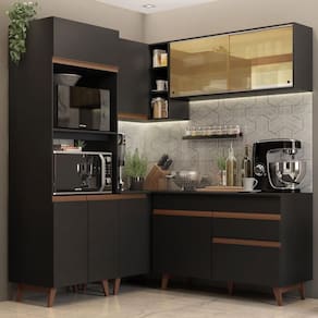 Cozinha Completa De Canto Madesa Reims 332001 Preto