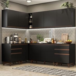 Cozinha Completa De Canto Madesa Reims 382002 Preto