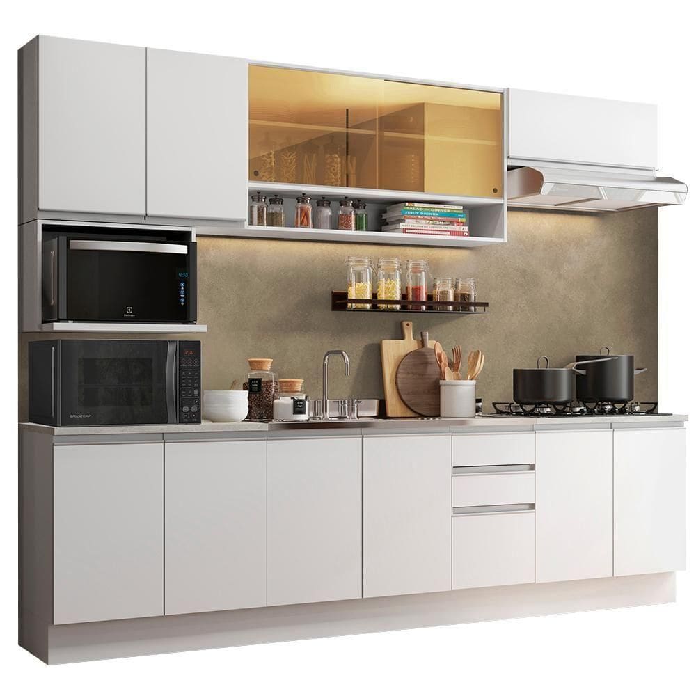 Cozinha Completa Genova Armário e Balcão Branco Madesa