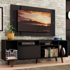 Rack Madesa e Painel Para Até 58" com Pés Preto 8nd8