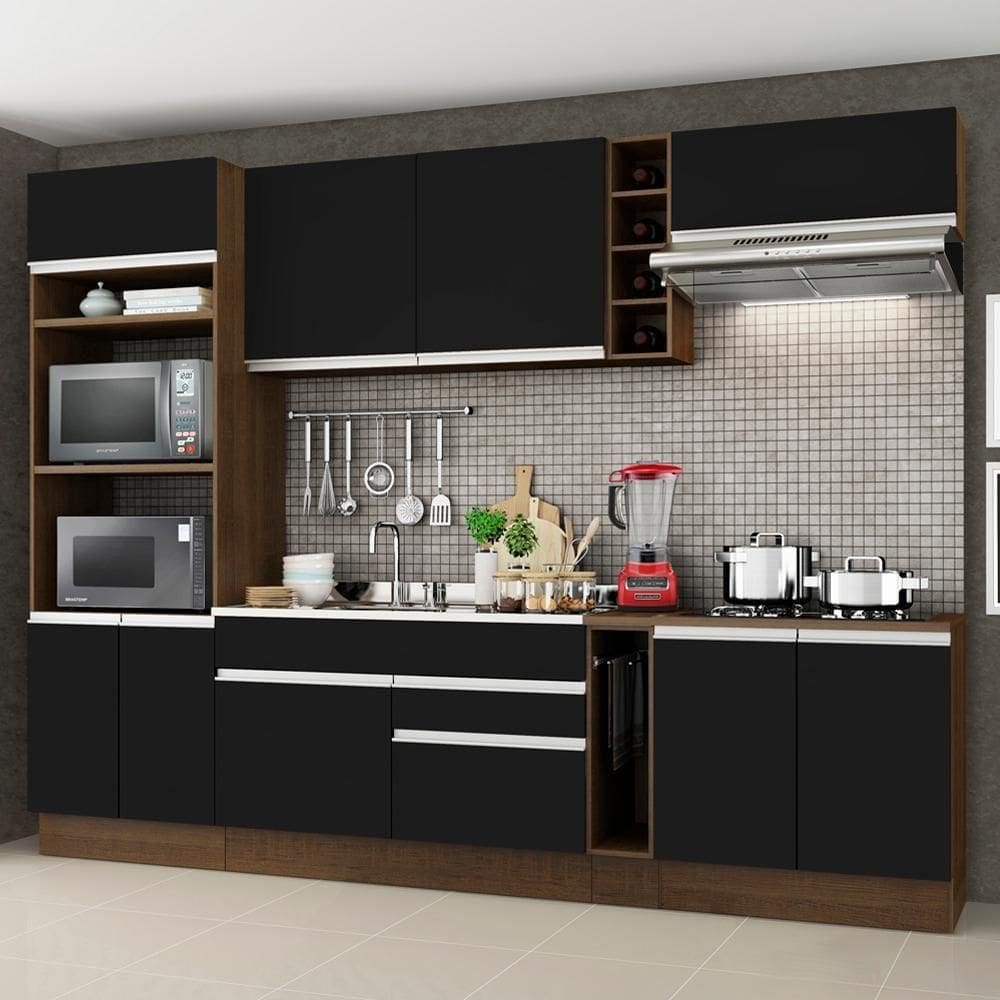 Cozinha Completa Madesa Com Armário E Balcão Rustic/preto
