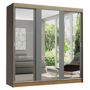 Guarda-roupa Madesa Reno 3 Porta Correr Espelho Rustic Cinza