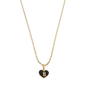 Colar Cartier 60Cm Coração Negro Letra B Banhado Ouro 18K