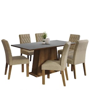 Kit Sala De Jantar Mesa 6 Cadeiras cinza/imperial Madesa