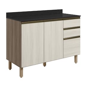 Balcao Com Tampo 2P 3G 120cm MDF Kali 16417 Carvalho Toq Bianco Toq Nicioli