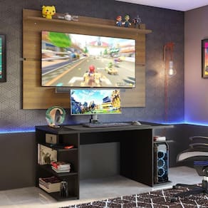 Mesa Para Gamer e Painel - Preto/rustic