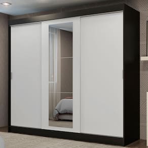 Guarda-roupa 3 Portas de Correr com Espelho 3 Gavetas Madesa
